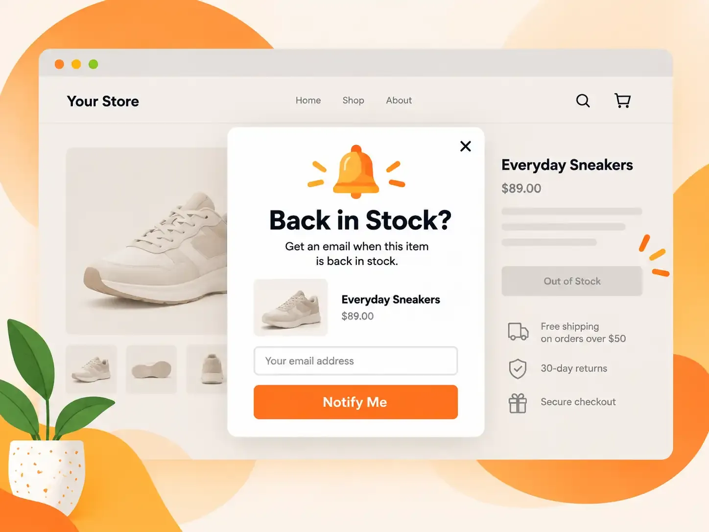 Back-in-stock popup